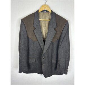 Paragon Western Blazer Jacket Suede Yoke Sport Coat Made‎ in Canada Men’s 46